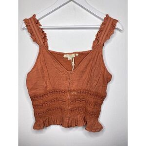 Anthropologie Forever That Girl Ruffled Lace Cami Tank, Color Coral, Size S, NWT